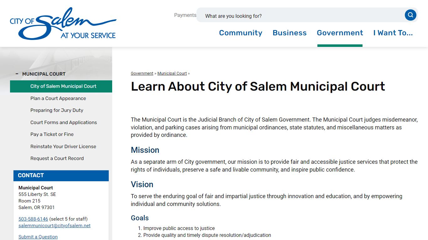 Learn About City of Salem Municipal Court | Salem, Oregon